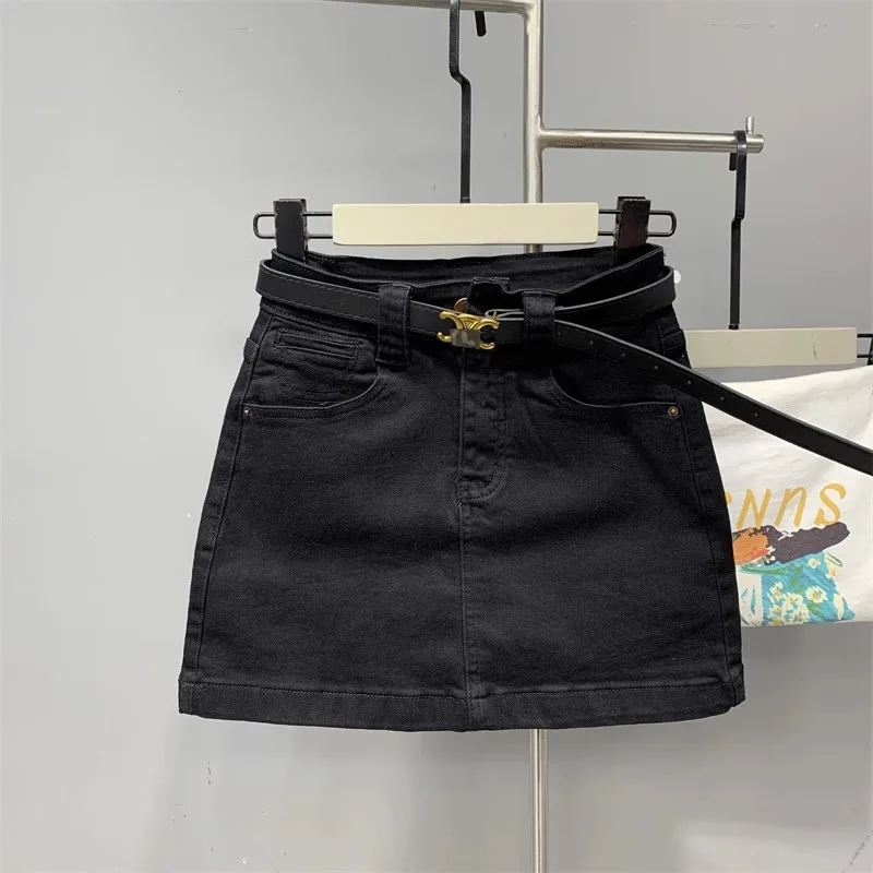 

Bla Slimming Elastic High Waist Denim Skirt Spring Summer New Sle A-Line Skirt Lengthening Legs Effect f-length S...