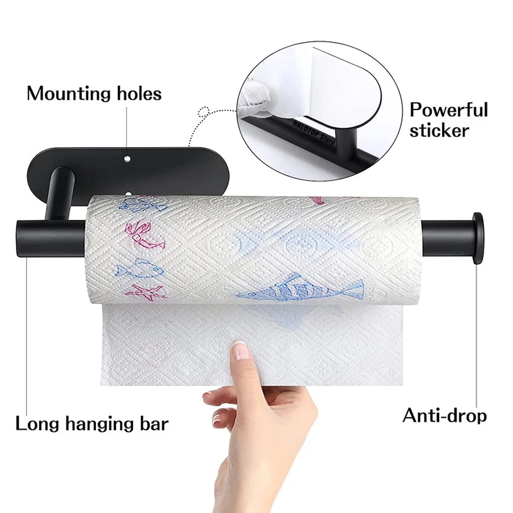 Self Adhesive สุขาผู้ถือม้วนกระดาษผ้าเช็ดตัวห้องน้ํา Wall Mount ผ้าเช็ดตัวสแตนเลสแหวน Robe แขวนอุปกรณ์ห้องน้ํา