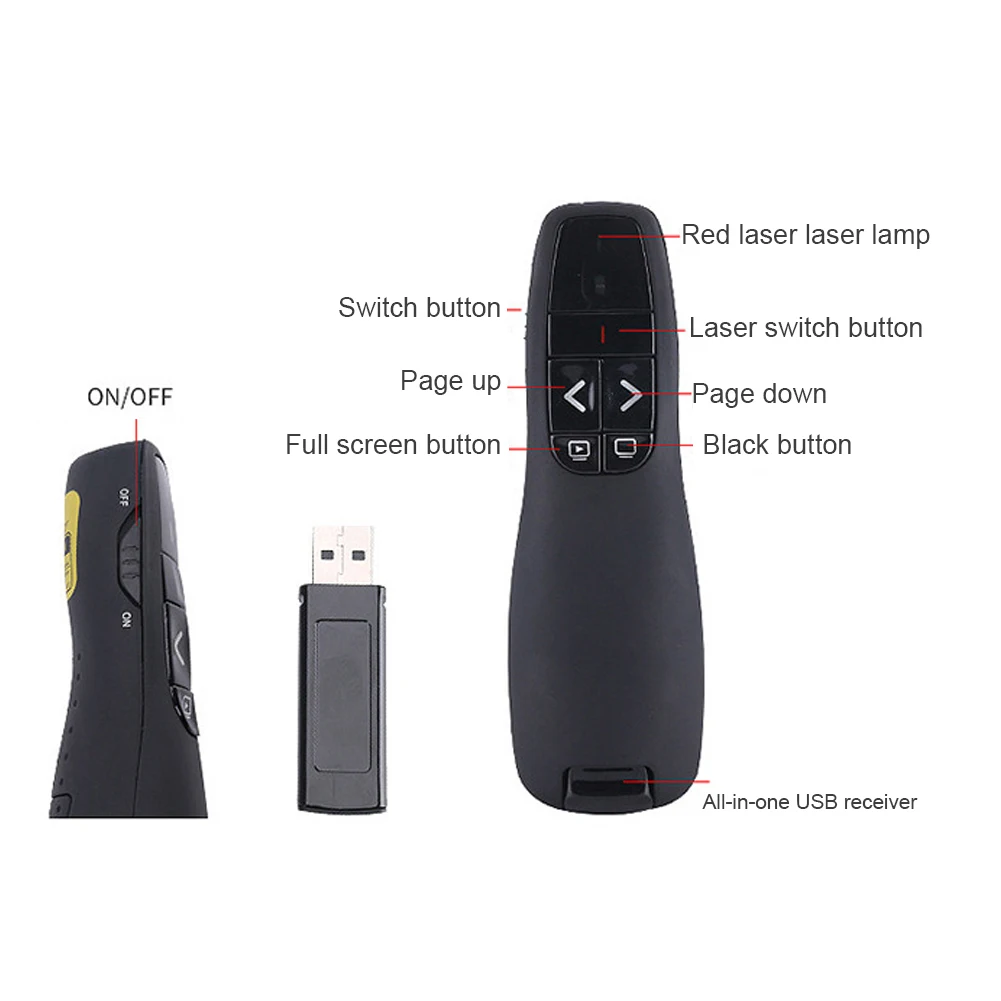 Multifunctional Wireless Presenter Pen Long-Distance Lasers Remote Pointer For Desktop Computer