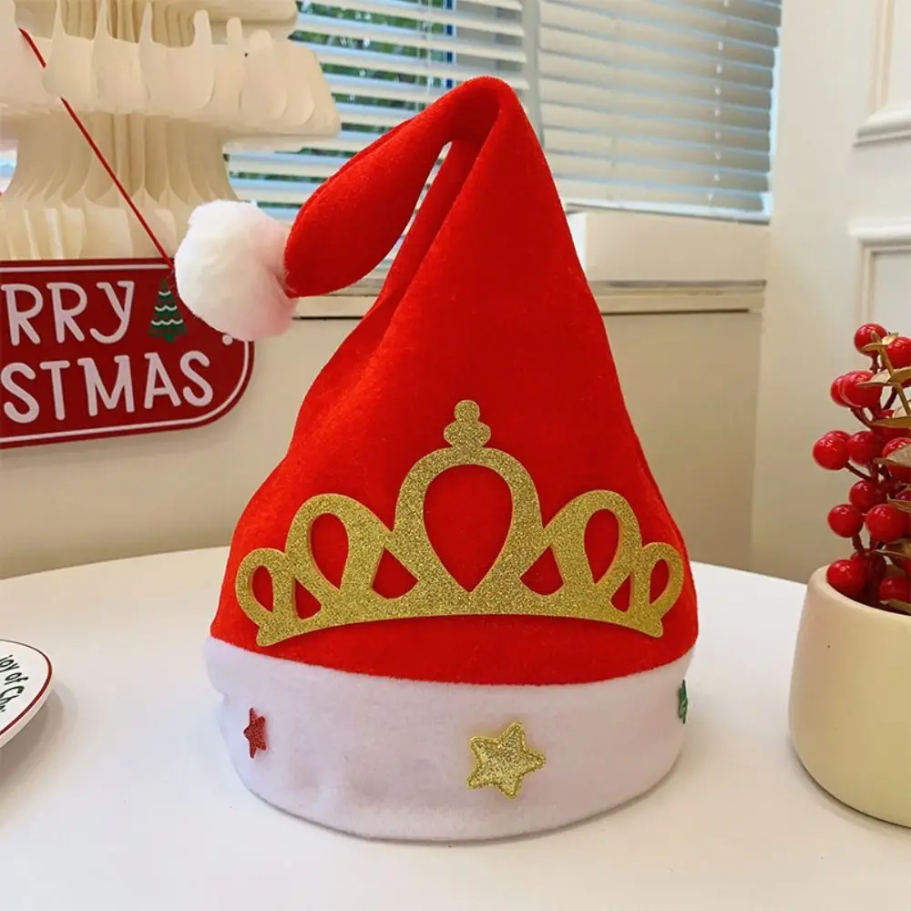 All-match Merry Christmas Decoration Christmas Sequin Hat Snowflake Green Red Elk Deer Cap Velvet Bow Santa Claus Hat Adults