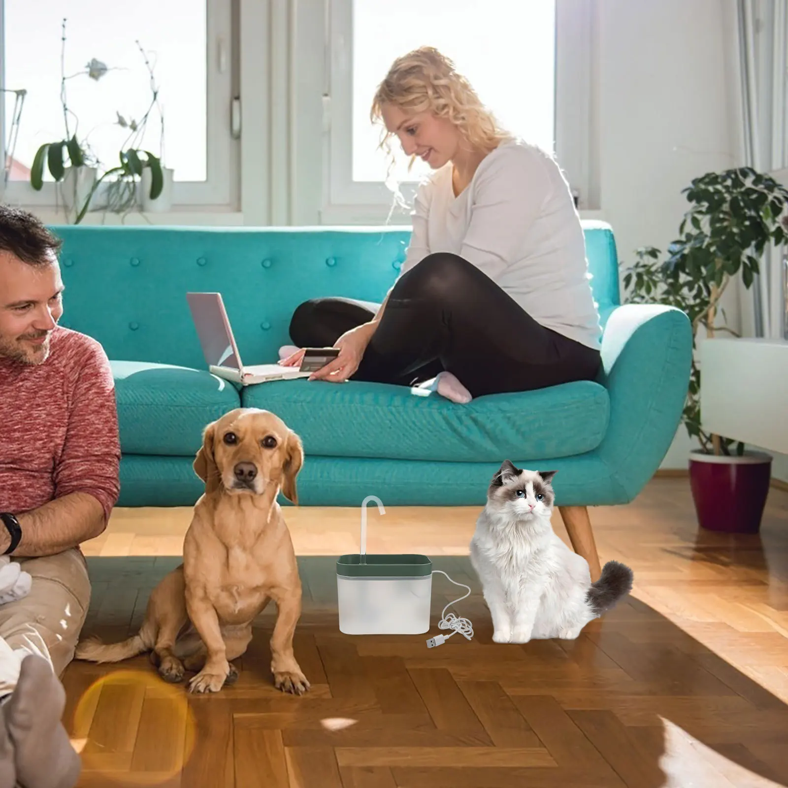 

1.5L Automatic Pet Waterer Cat Drinking Fountain 2.5W Quiet Flowing Water Dispenser For Cats Dogs Small Pet