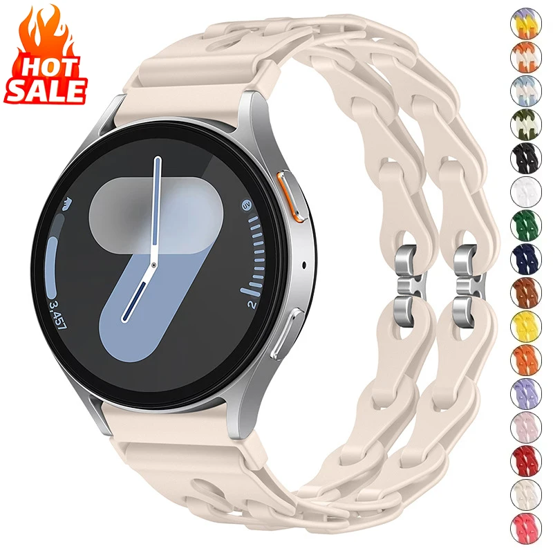 

20mm 22mm Silicone Chain Strap for Samsung Galaxy 7 6 5 4 Classic 5Pro Band for Huawei Watch GT6 6Pro GT5 5Pro GT4 46mm Bracelet