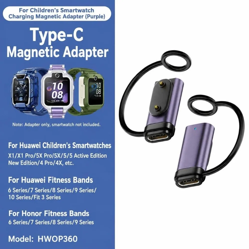 N52 Magnetic USB-C Watch Charging Adapter Watch Charger Converter for Huawei Watch X1/X1 Pro/5X Pro/Band 6/7/8/9/10/Fit 3