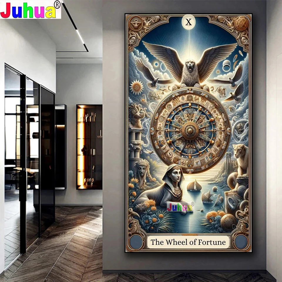 

The Wheel of Fortune Tarot Card Meaning Diamond Painting Full Square Round Diamond Mosaic DIY Cross Stitch Kits abstract Art