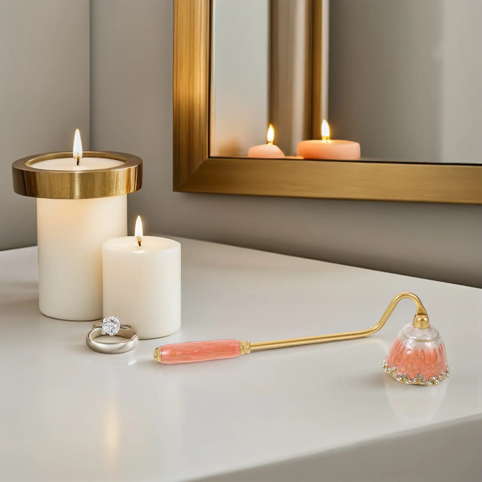 Enamel Snuffer Long Handle Rhinestone Extinguisher Decorative Accessory Classical Flame Snuffer