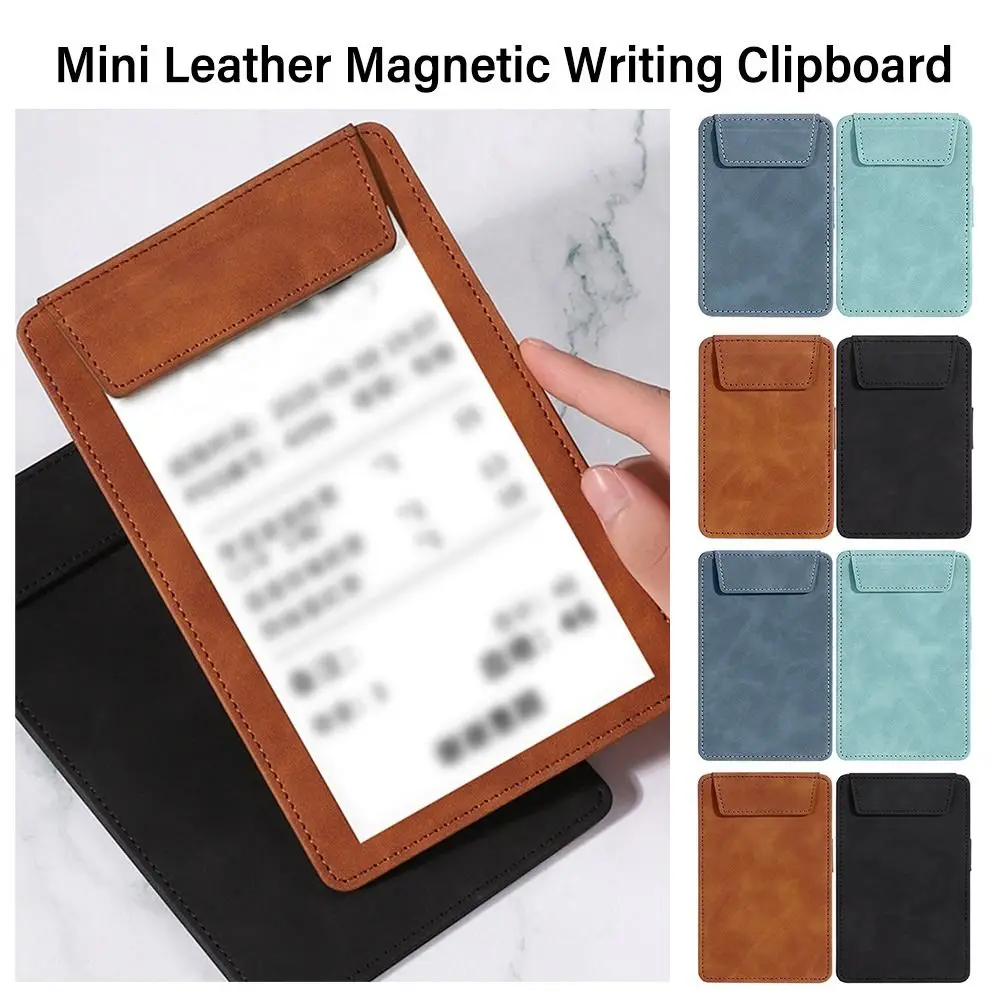 

Leather Mini File Folder High Quality Magnetic Portable Writing Pad Writing Clipboard School Office