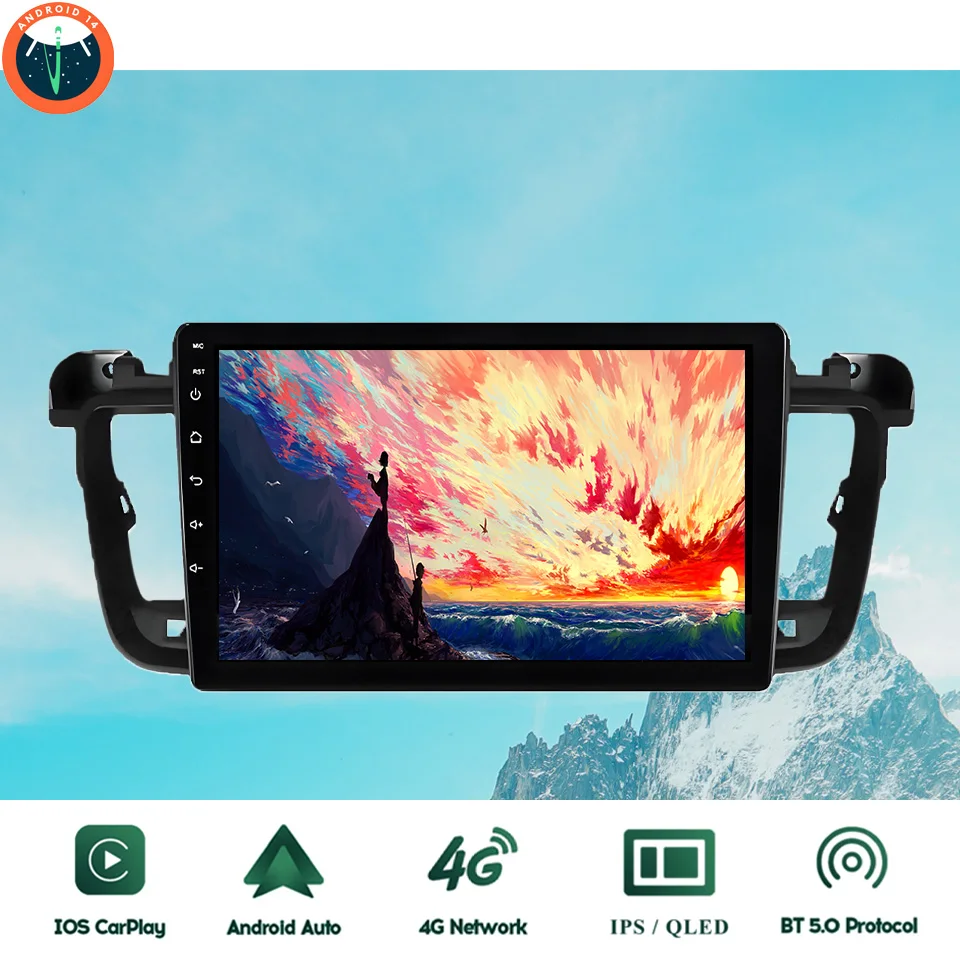 

9‘’ QLED Android 14 8G Ram Car GPS Navi Music Video Multimedia DVD Player For Peugeot 508 2011 2014 2018 Auto Stereo Head Unit
