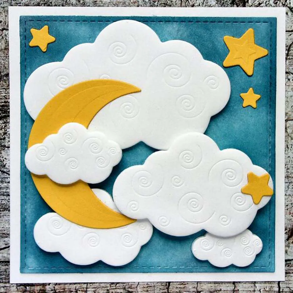 Metal Cutting Dies Night Sky Clouds Stars Moon Decoration DIY Scrapbooking Paper Craft Knife Blade Stencils Embossing