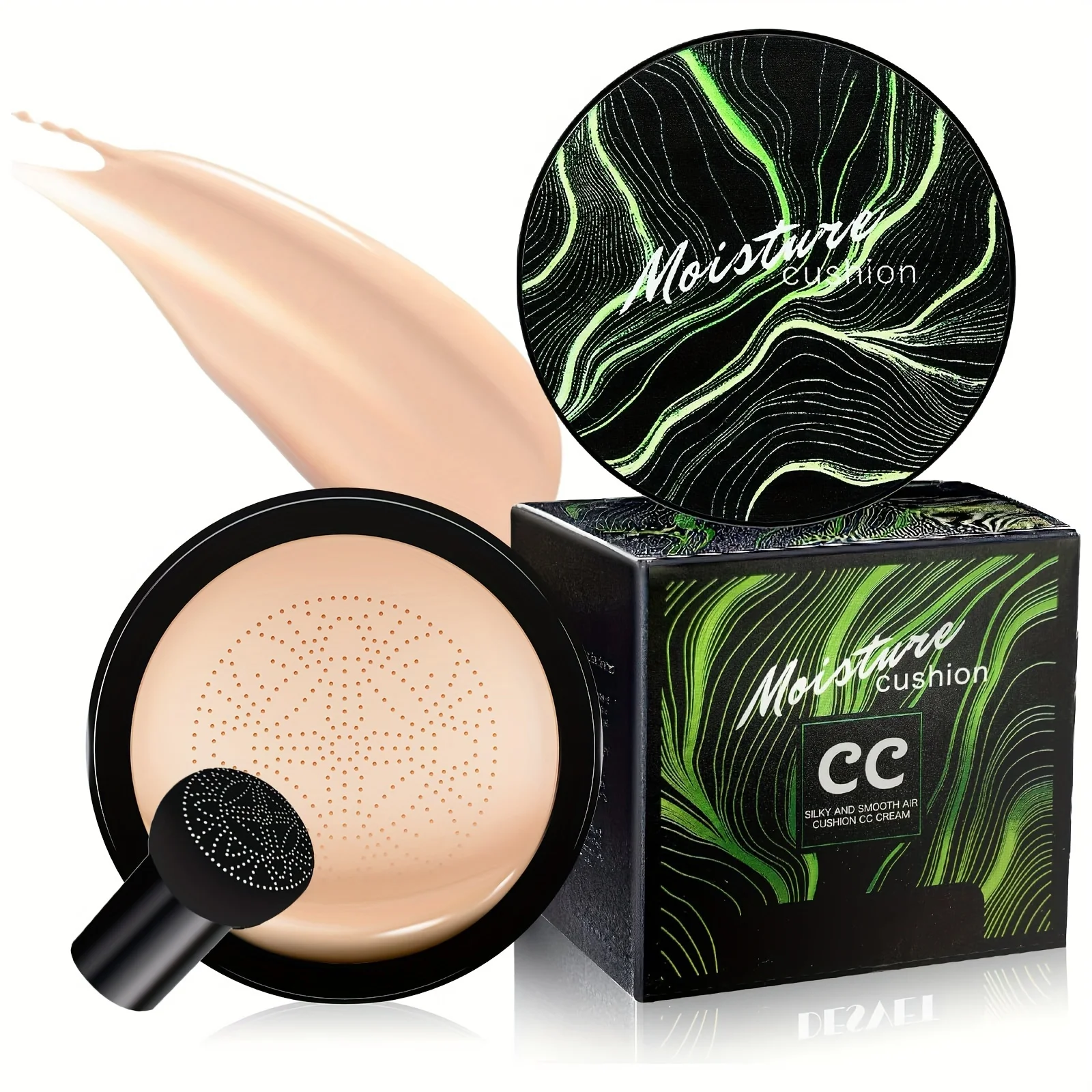 CC Cream-base correctora hidratante, aceite impermeable, cojín de aire con cabeza de seta, maquillaje desnudo de larga duración