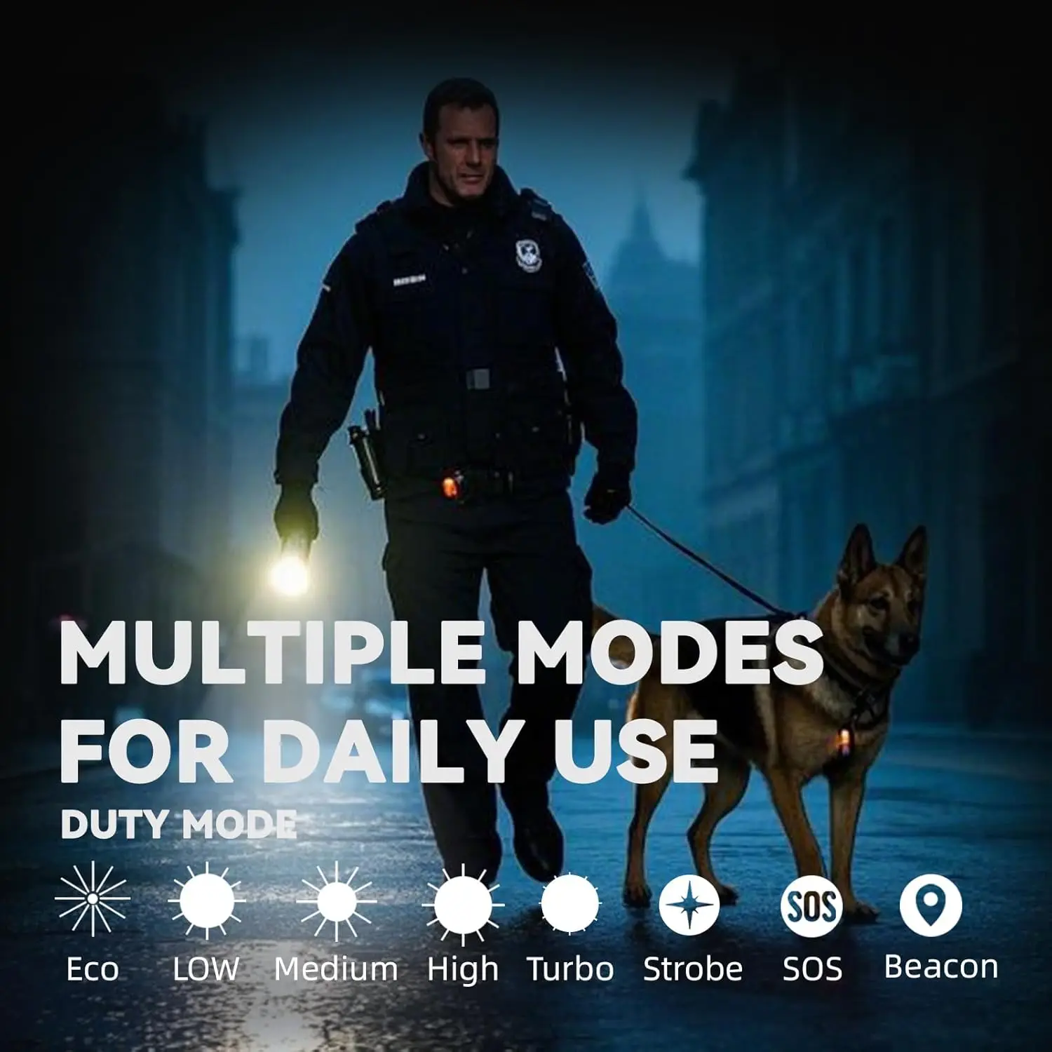 SK40 Tactical Flashlight 3200 Lumens, Rechargeable EDC with 580m Throw, Dual Switch LED Spotlight for Camping Hiking Hunting