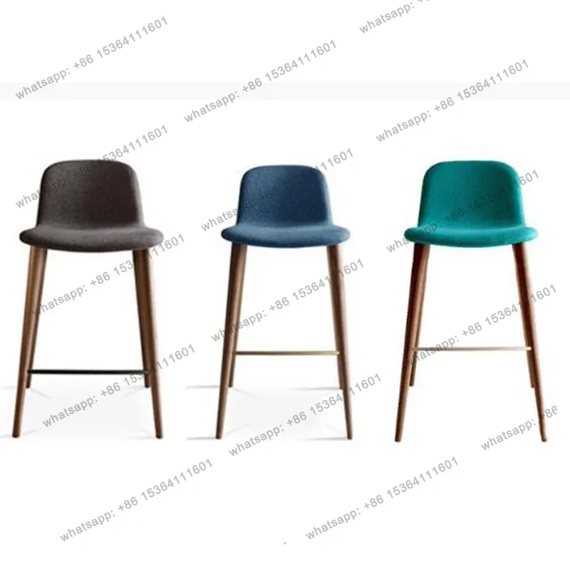 Factory Direct Sales Wooden Nordic Bar Chairs Luxury High Stool Restaurant Modern Bar Chairs Reception Minimalist Design Bar Fur