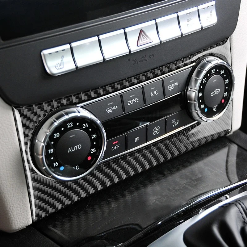 Real Soft Carbon Fiber for Mercedes Benz C Class W204 Accessories 2011 2012 2013 Car Interior Air Conditioning Control Stickers