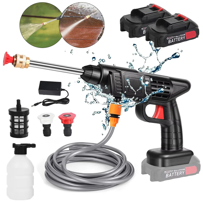 Pistola de agua eléctrica inalámbrica para limpieza de jardín, lavadora de alta presión, máquina de espuma de lavado de coches recargable de 6000mAh para batería Makita
