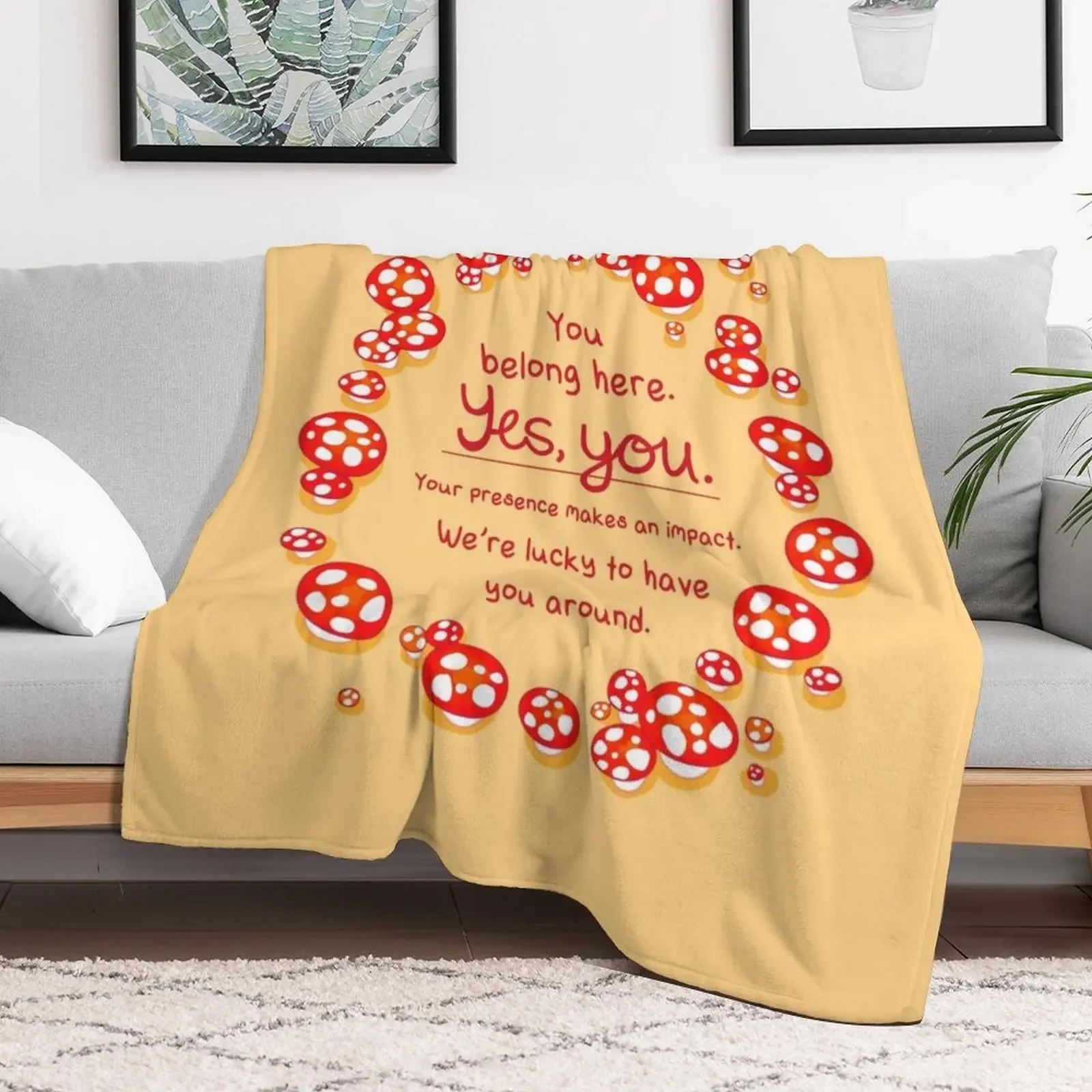 You Belong Here Mushroom Fairy Ring Throw Blanket wednesday Sleeping Bag Flannel Blankets