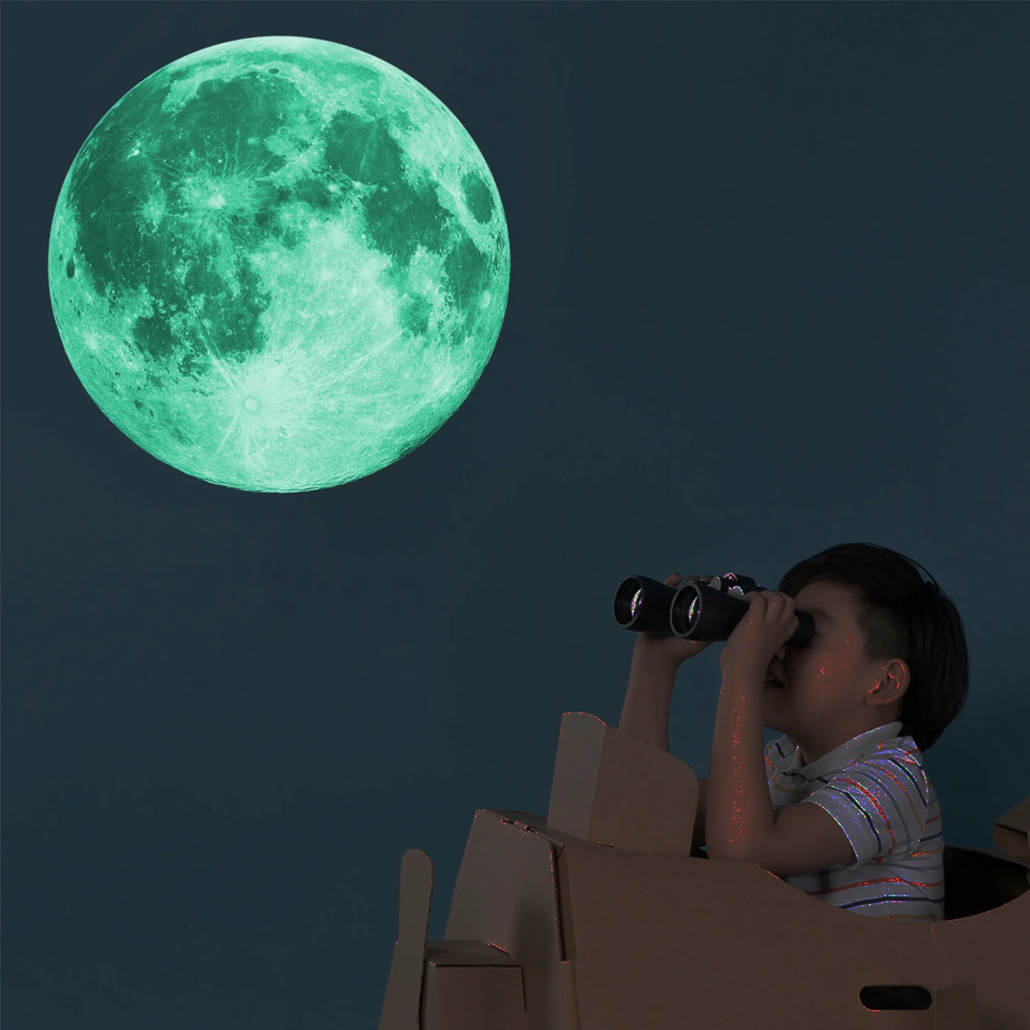 New Hot Sale Aesthetic 5/12cm 3D Luminous Glow In The Dark Moon Wall Sticker Removable Decoration Fluorescent Sticker Home Room