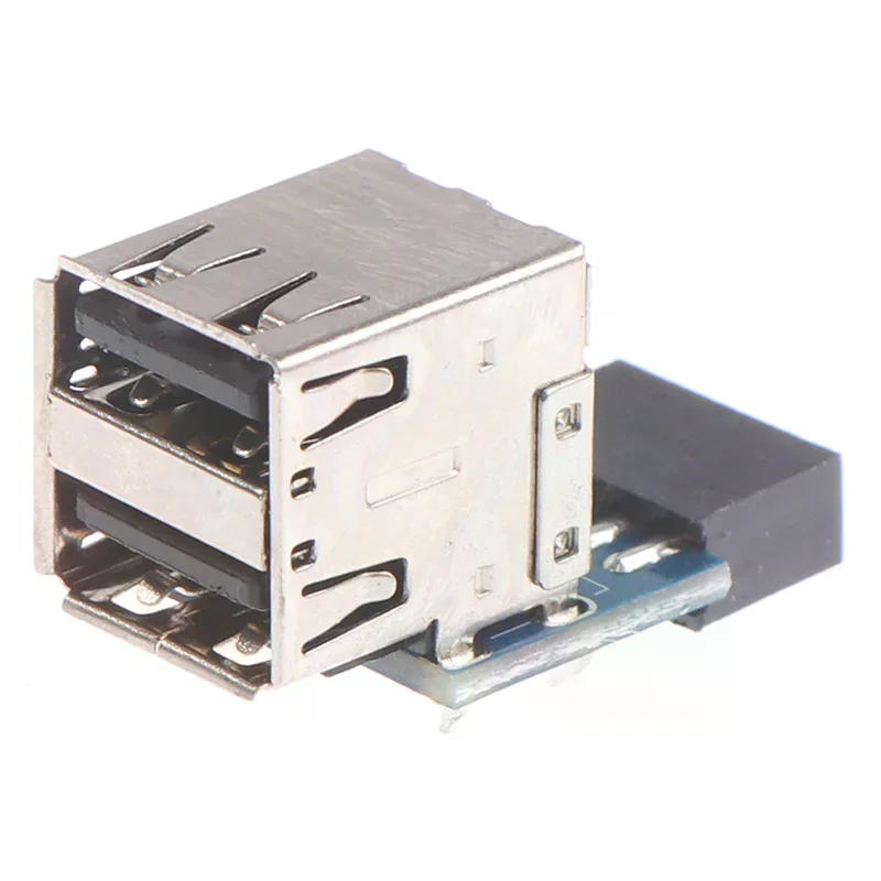 9-pin Motherboard to Dual USB 2.0 Connector Black Motherboard To 2 Ports Usb 2.0 A Female Internal Header Adapter 15g