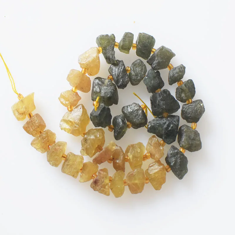 Apatite green yellow color Matte Baroque 38cm for DIY jewelry making   FPPJ wholesale loose beads  1string