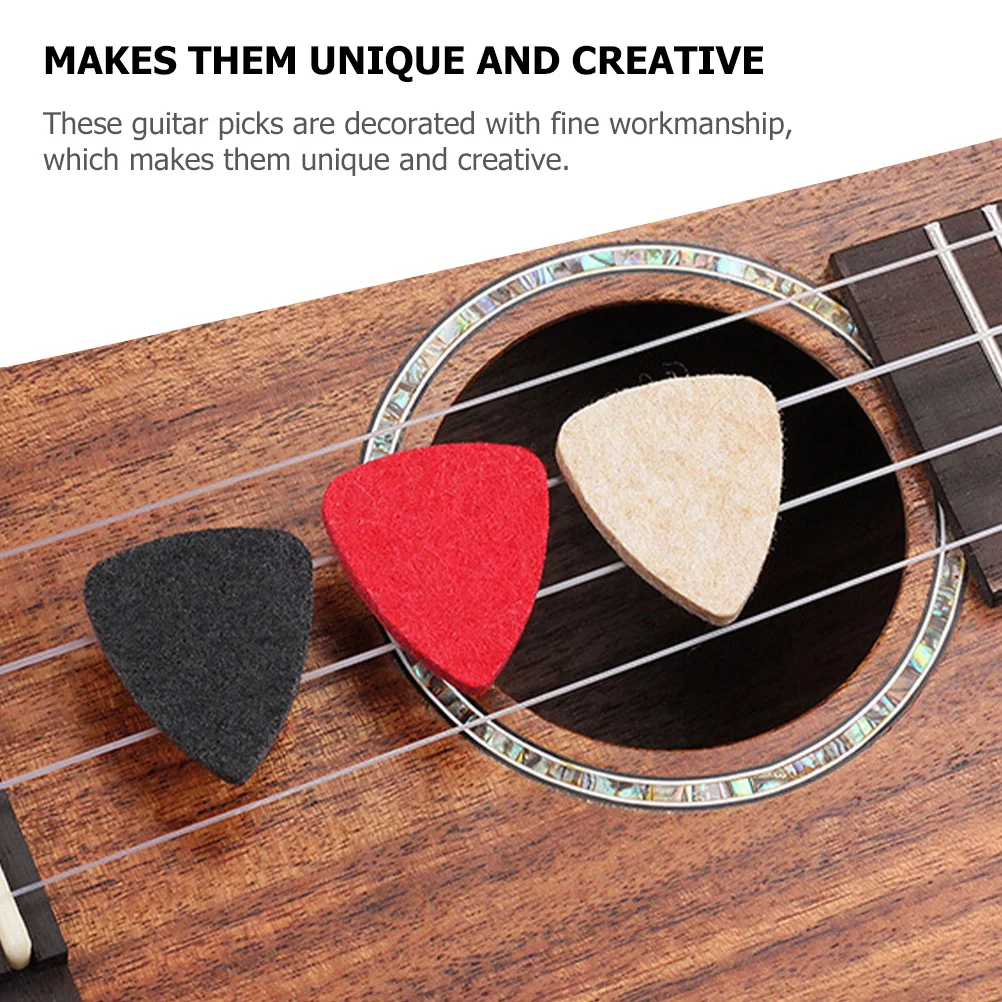

3Pcs Wool Felt Guitar Picks Humanized Shape Reusable Strong Wear Resistant Ideal for Daily Practice Performance Accessories