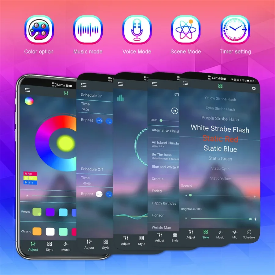 Fireworks RGB LED Strips Light, Starburst String Lights, Controle remoto para quarto, TV Backlight Decor, Smart App, Firework Clap