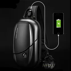 Man Waterproof Chest Bag Motorcycle Crossbody  ABS Hard Shell Shoulder Pack Sports Travel ipad Computer Mobile Phone Storage Box