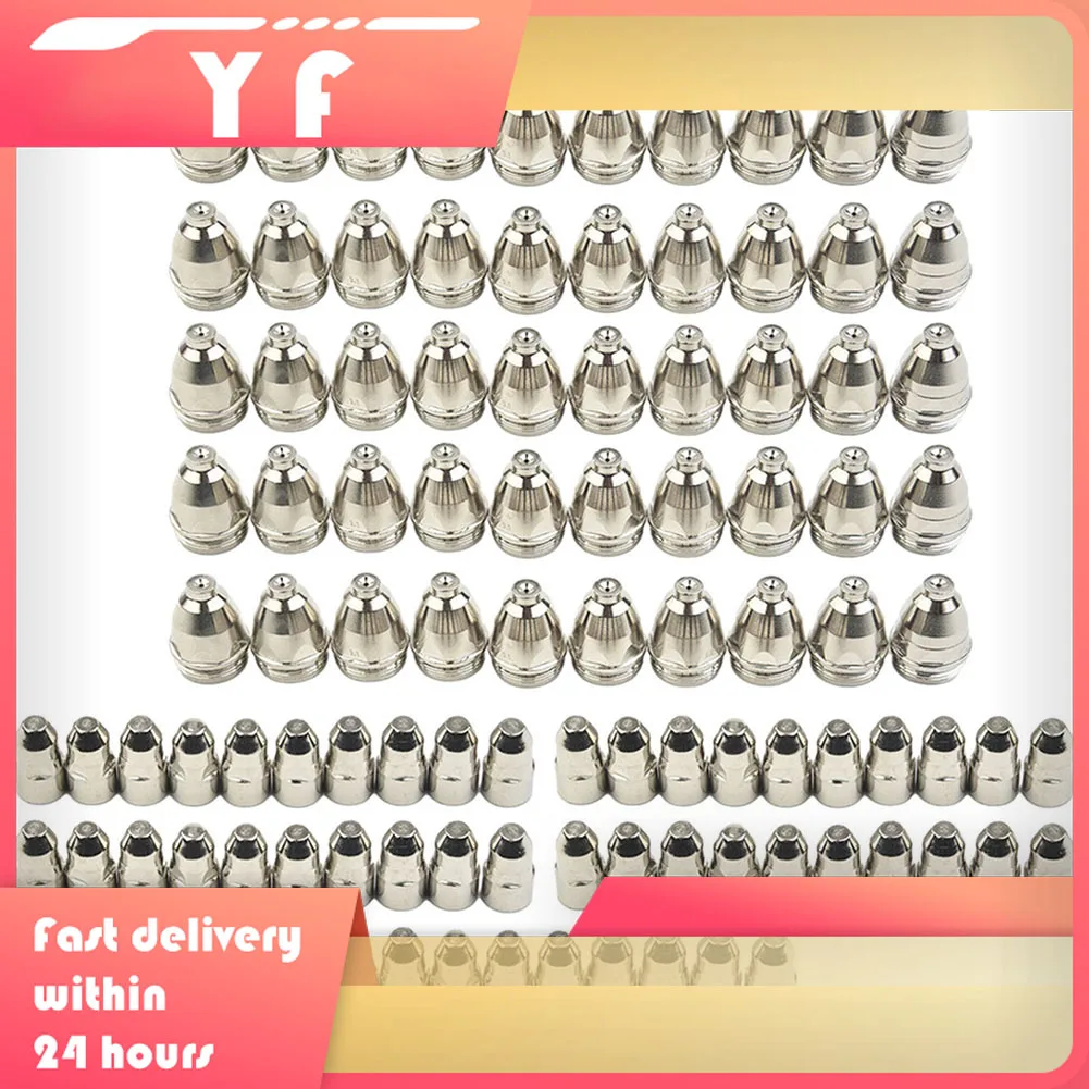 100pcs  For P80 Plasma Electrode Tip Nozzle Cutter Torch For Air Plasma Cutting Air Plasma Cutter CNC Consumables