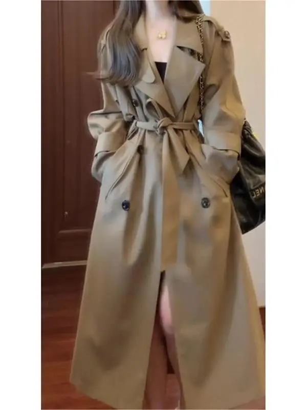 

Тренч на пуговицах для топа, женская одежда, поступление, прессованные стили среднего возраста, тканое пальто для вечеринок и клубов, Лидер продаж