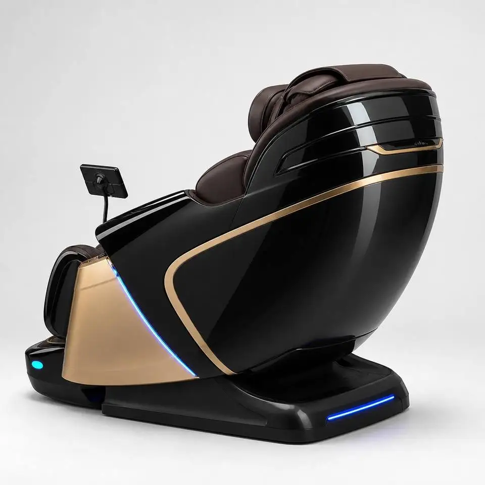 Full Body 4D Zero Gravity Massage Chair Shiatsu Airbag Compression Synthetic Leather Recliner Metal Frame For Home Salon