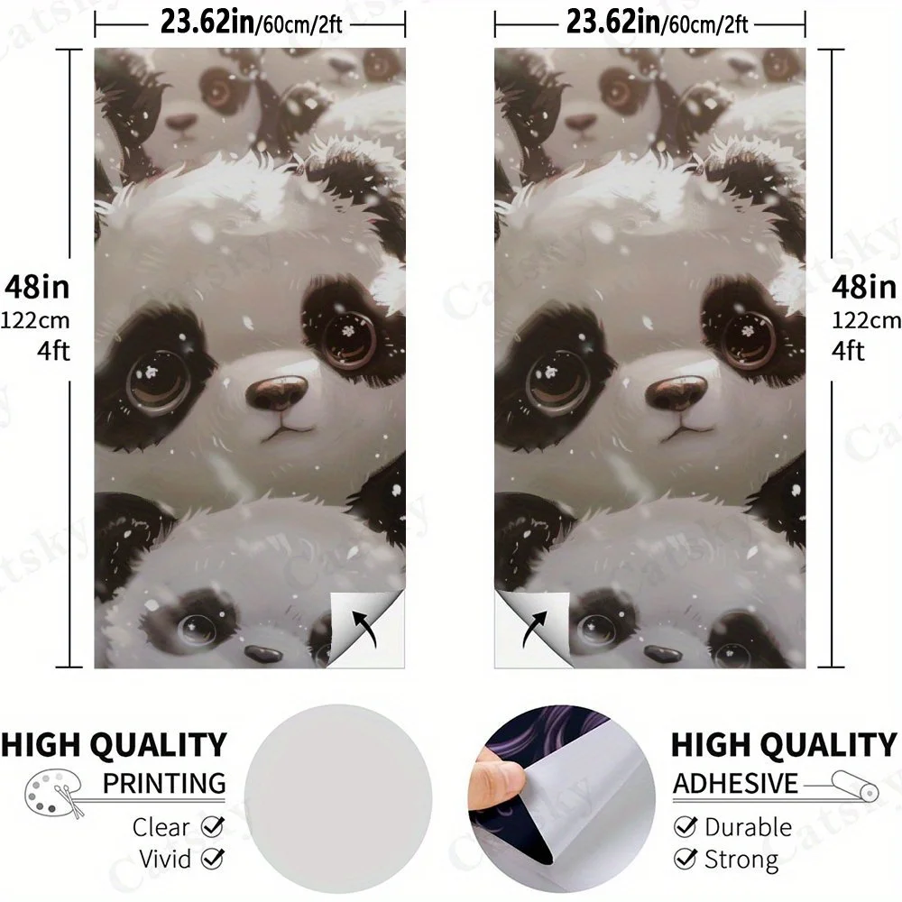 Cute Panda Group,Adorable Animal Art,Baby Animal Decor,High Value! 2D Flat Vinyl Sandboard Stickers - Bubble-Free, Easy Applicat