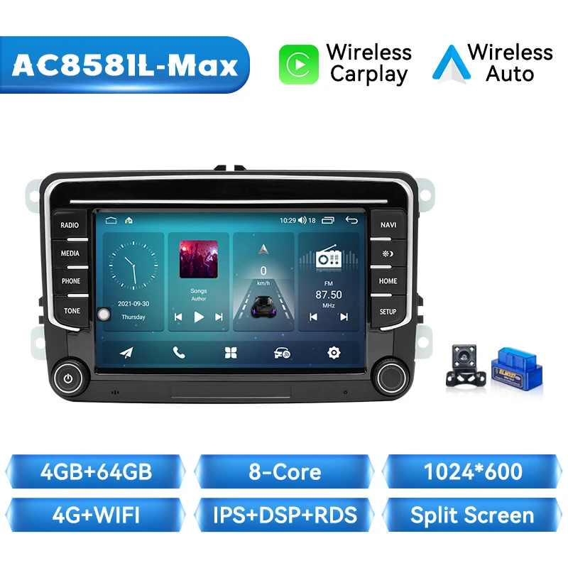 Draadloze Carplay Autoradio Speler Voor VW/Volkswagen/Golf/Passat/b7/b6/Skoda/Seat/Octavia/Polo/Tiguan Android 14 GPS 4G Wifi DSP
