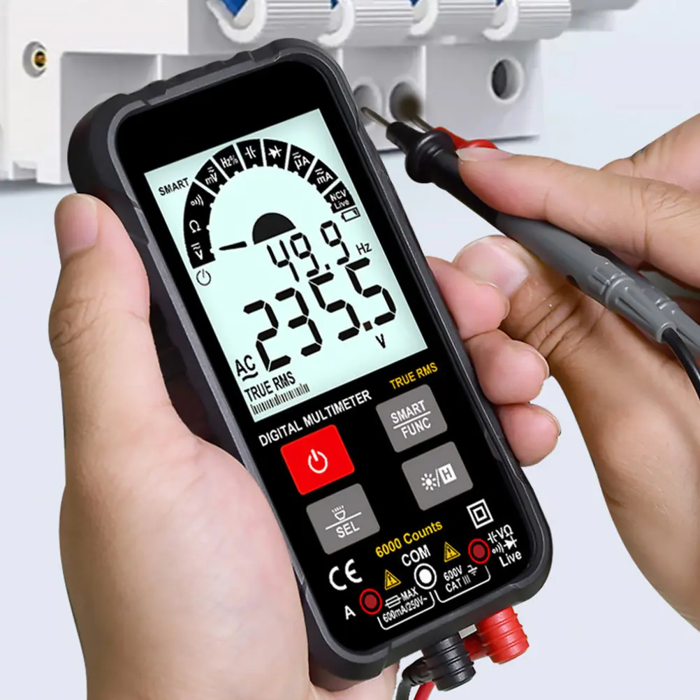 1Pcs Intelligent Digital Multimeter Ultra-Thin High Definition Display Automatic Measurement Voltage Temperature Test Tool