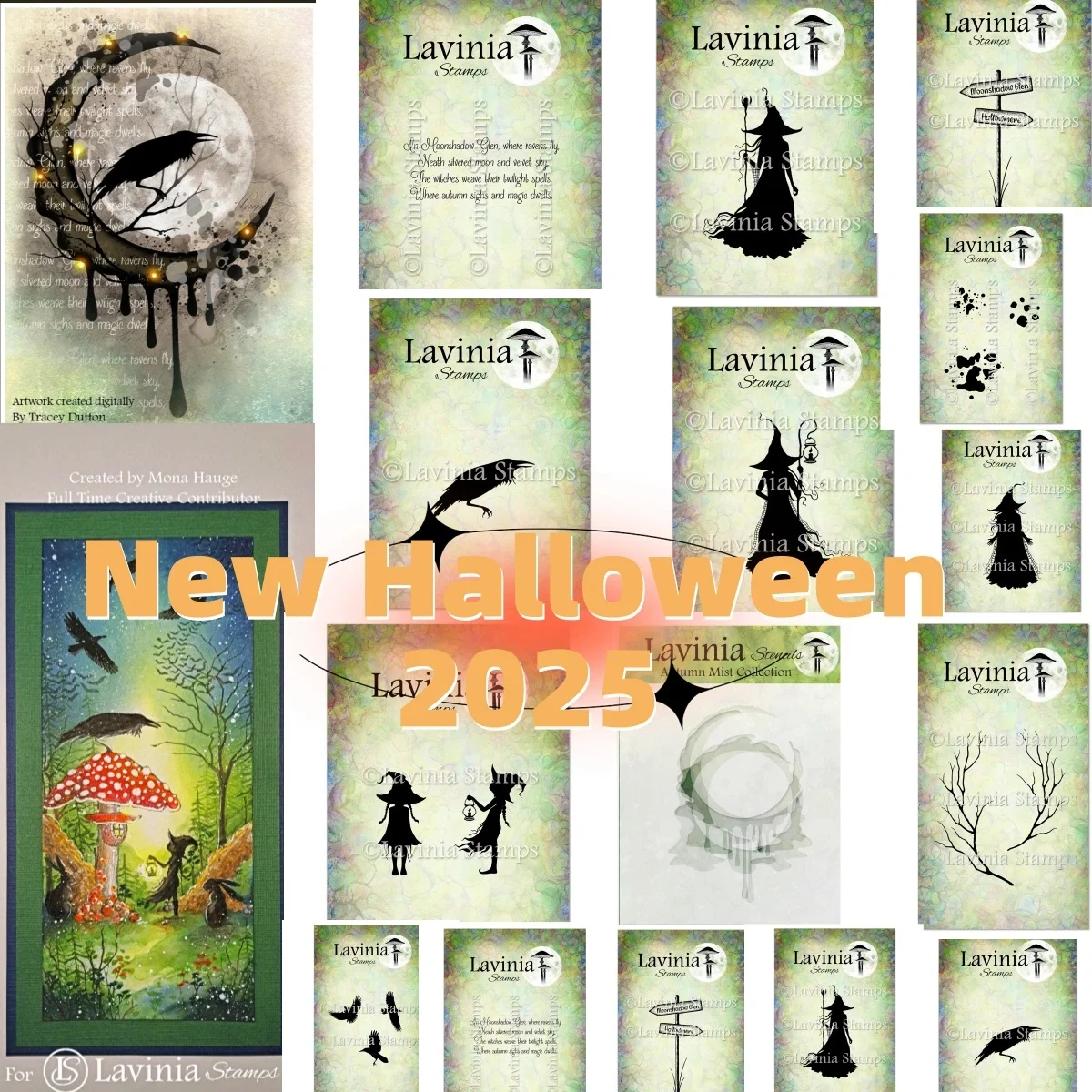 

Update 2025 Halloween Witch Hazel Ravens Magic Dwells Clear Stamps Autumn Mist Stencil for DIY Decorating Scrapbook Paper Card