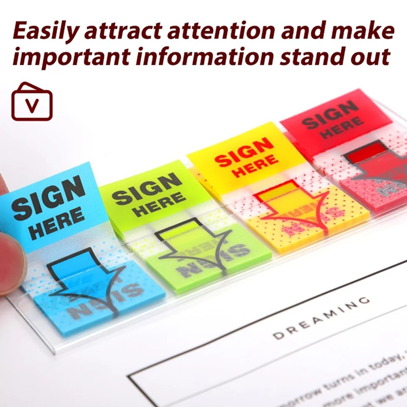 1000Pcs Sign Here Stickers,Labels Stickers Adhesive Sign Here Tabs Sign Post Here Flags For Home Office (4 Colors)