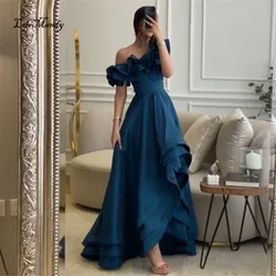 One Shoulder Backless Saudi Arabic Prom Dresses Long Charming High Low Dubai Evening Party Gowns For Women Vestidos de noche