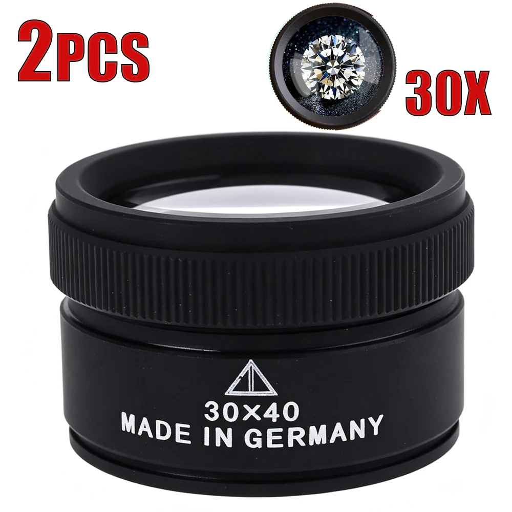 30X Pocket Magnifying Glass Metal Magnifier Optics Loupes Mini Jewelry Loop Magnifier 36mm Or 40mm Lens for Jeweler Stamps Maps