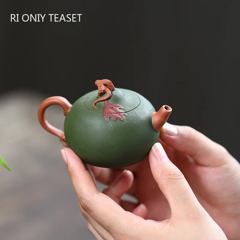 

90ml Yixing Purple Clay Teapots Small Capacity Handmade Pumpkin Shape Tea Pot Kettle Chinese Raw Ore Zisha Tea Set Teaware