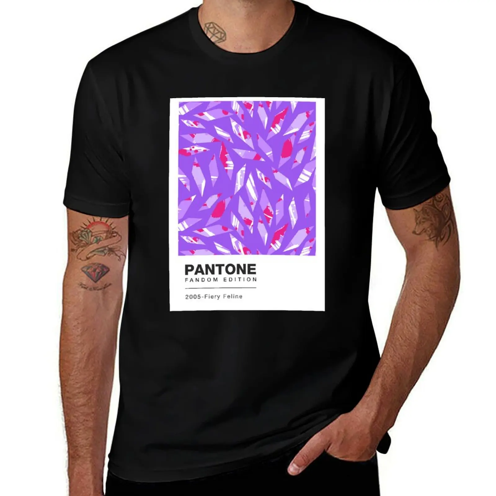Pantone Color - Fiery Feline T-Shirt Plus Size Basic Short Sleeve Top T-Shirt