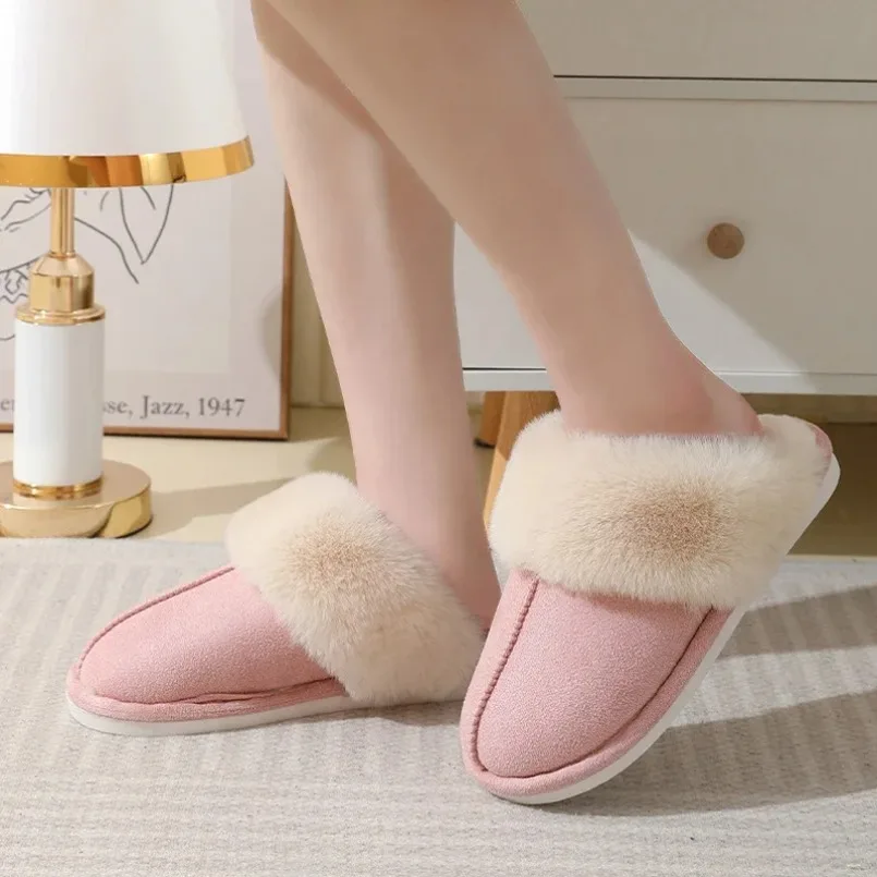 Winter House Slipper Man Warm Fuzzy Fur Plush Non Slip Indoor Female Women male Lazy Footwear Bedroom Home Room Shoe Grip Flat