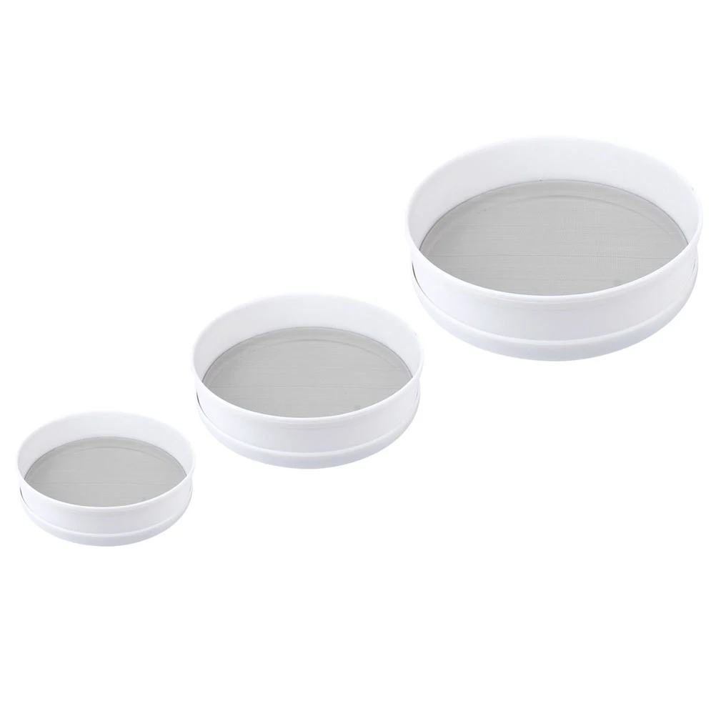 

3Pcs Fine Flour Sieve Round Baking Sifter White Rice Wheat Powder Cake Flour Strainer Making