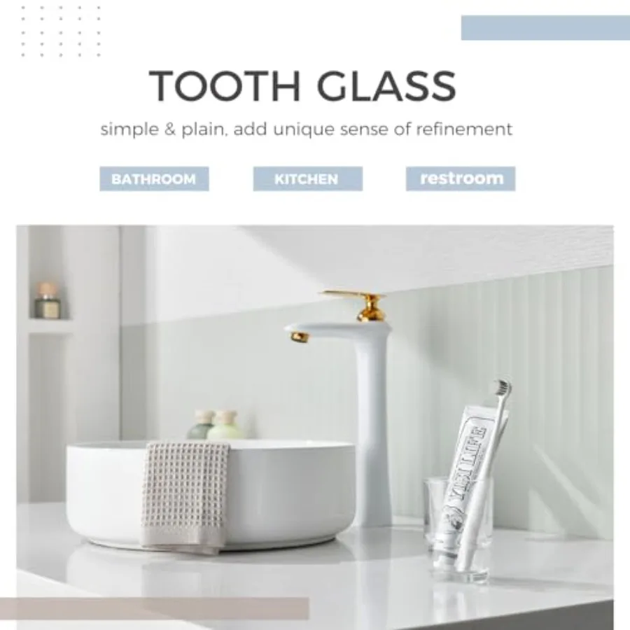 Bathroom Glass Cup, Toothbrush and Toothpaste Holder, Mouthwash Tumbler Cup Drinking Mug Glassware