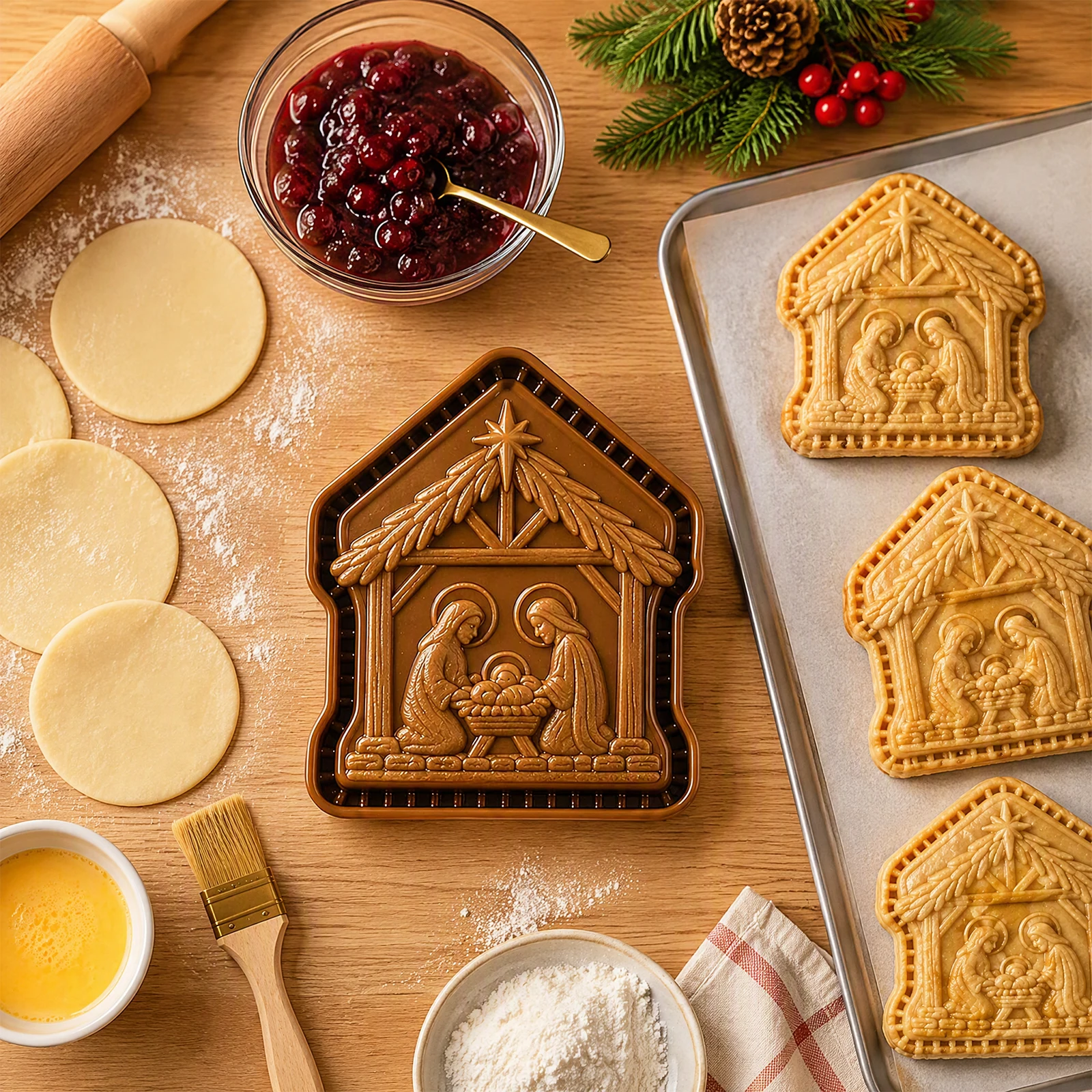 3D Faith Christmas Mini Pie Set Religious Hand Pie Pastry Pocket Cutter Tool