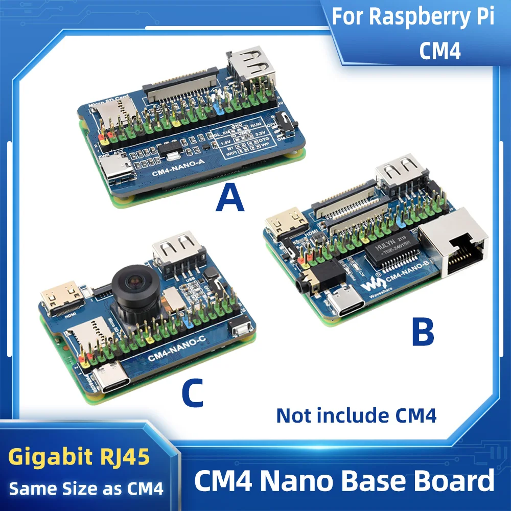 CM4 Base Board USB CSI DSI Mini HDMI-compatible Optional Gigabit Ethernet RJ45 for Raspberry Pi Compute Module 4 Same Size CM4