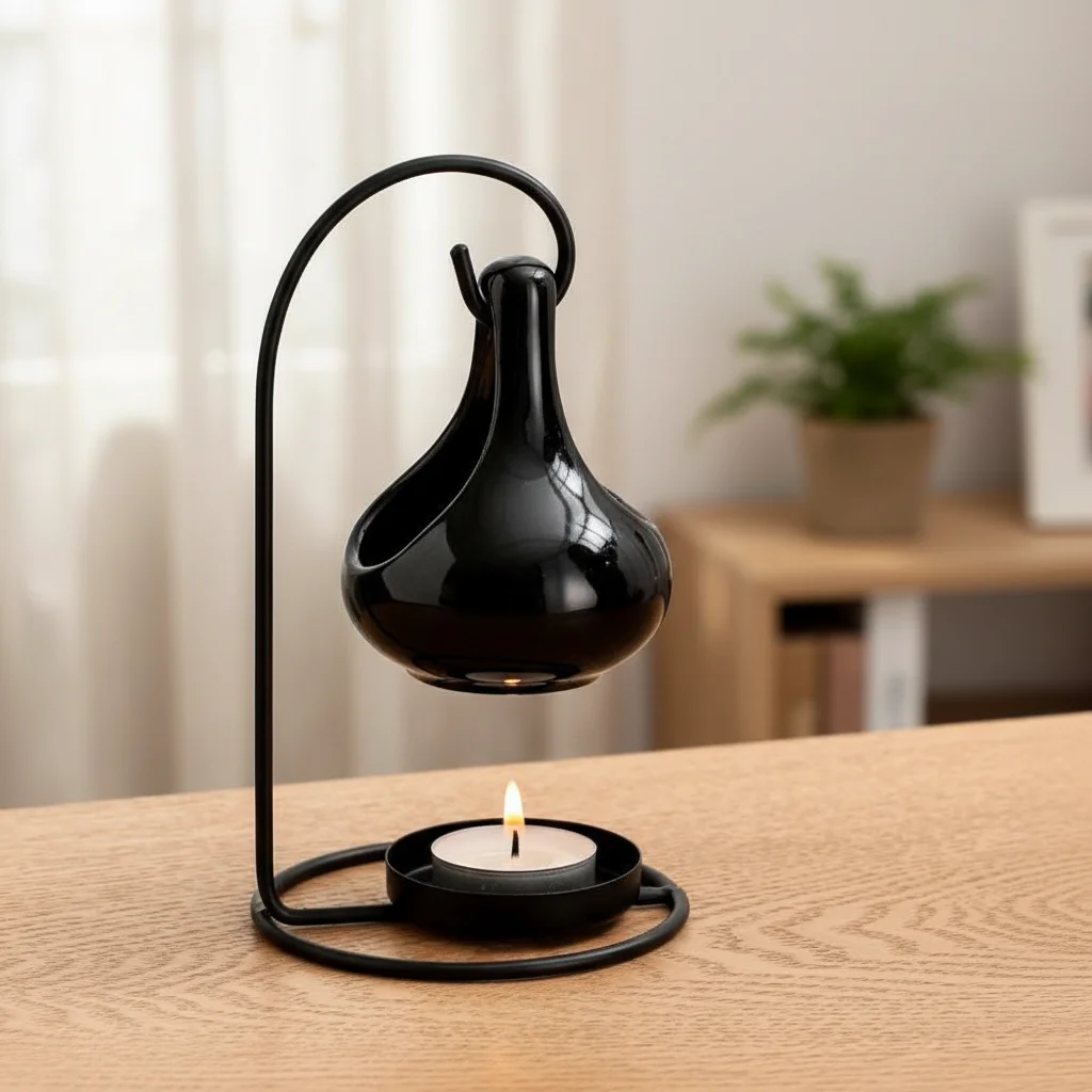 Luxury Teardrop Ceramic Essential Oil Burner Hanging Candle Wax Warmer Minimalist Aromatherapy Lamp Home Office Spa Decor