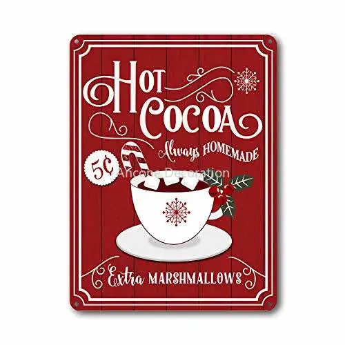 

Goutoports Christmas Decor Signs Farmhouse Decorative Red Hot Cocoa Vintage Wall Decorations 7.9x11.8 Inch (Cup of Cocoa)