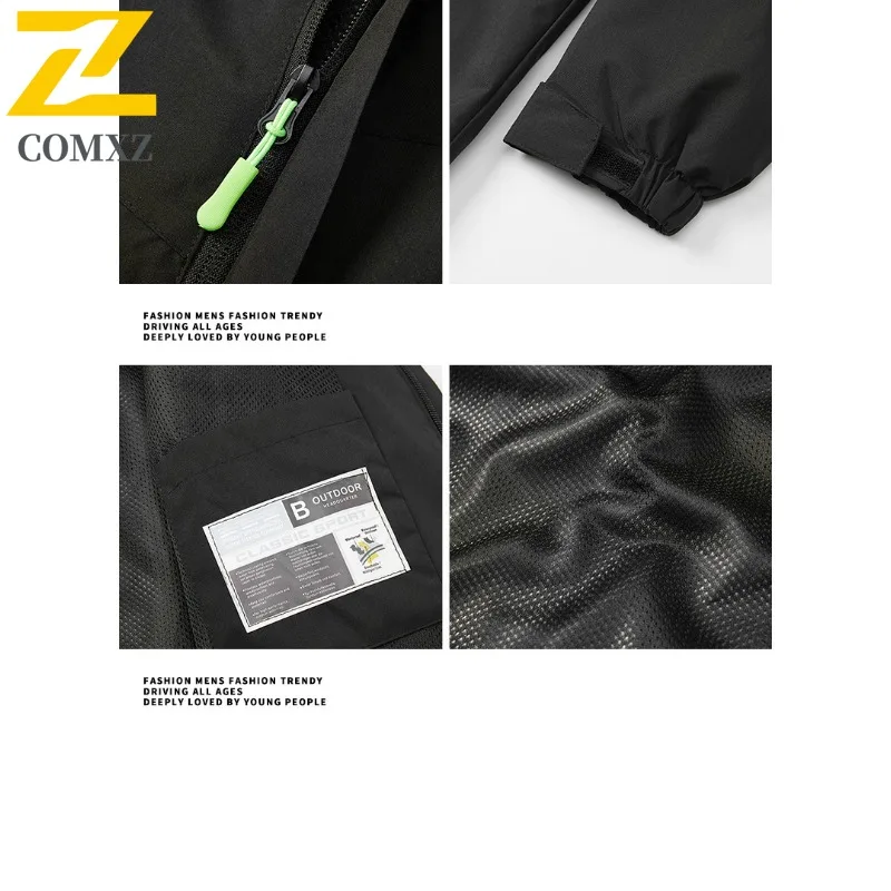 COMXZ 2025 Giacca da uomo Casual Outdoor Mountain Giacche antivento Classici con cappuccio Escursionismo Stile Allentato Primavera Autunno Abbigliamento