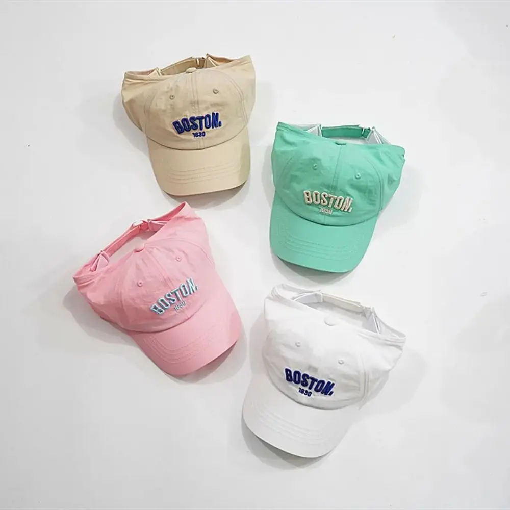 

Korean Style Half Empty Top Hat Letter Embroidery Quick-dry Summer Sunhat Anti-UV Sun Hat No Top Beach Hat Children's Visor Hat