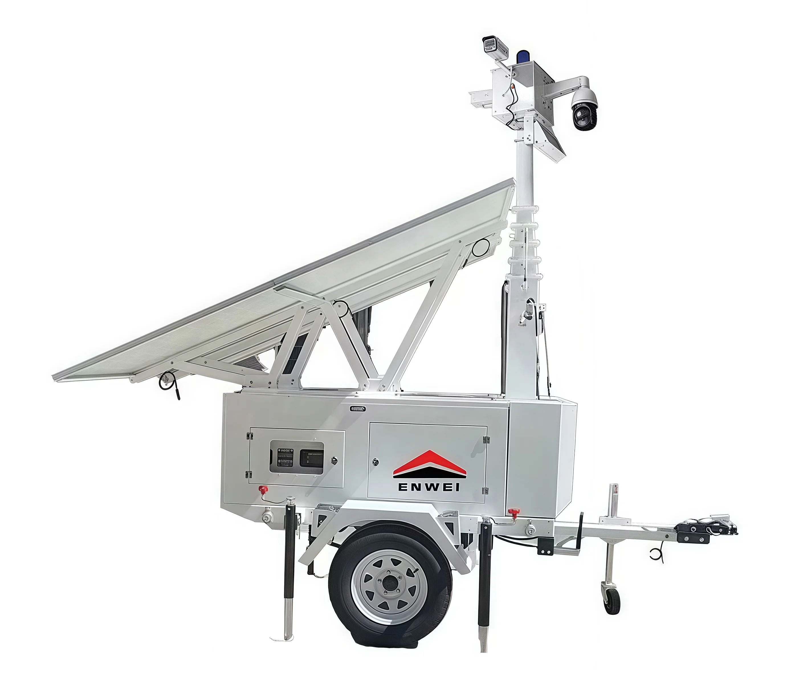 CE Certified Solar  Monitoring System Trailer with  Solar Panel MPPT Controller and LED Light