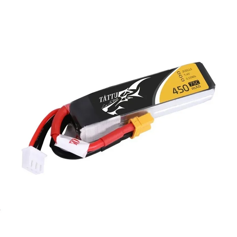 Ace Tattu Lipo Battery 450mAh 650mAh 2S 3S 4S 75C with XT30 Plug Long Size RC Batteries for RC FPV Racing Drone