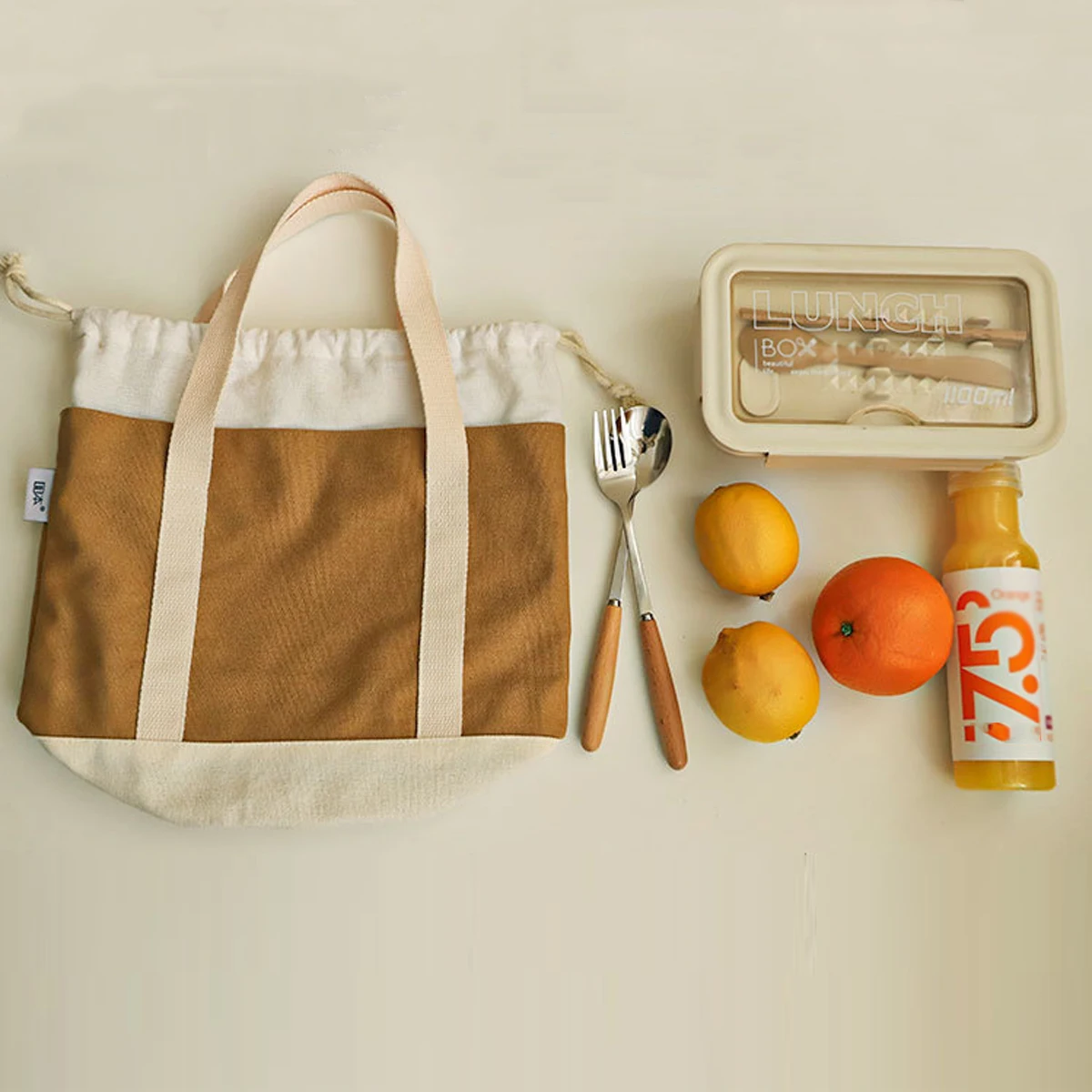 Japanische, verstärkte, strapazierfähige Lunchtasche aus Canvas, tragbare Lunchtasche, tragbare Lunchtasche für Schüler und Büroangestellte. – Detail 9