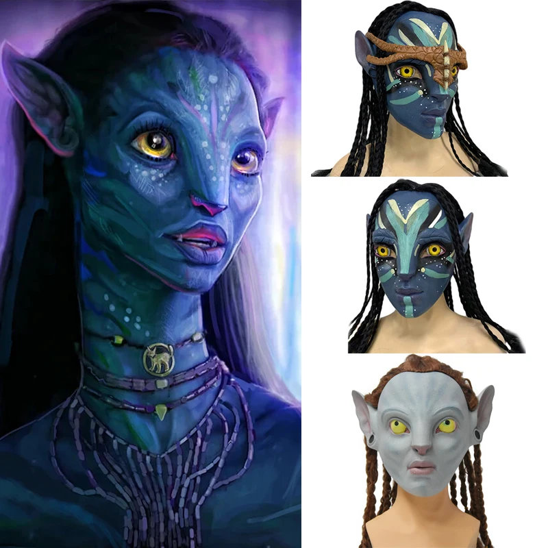 

Avatar 3 Christmas Creative Cartoon Movie Peripheral Latex Alien Elf Headgear for Both Men and Women Cosplay Character Mask