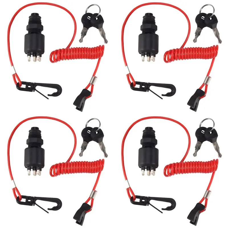 

Замок зажигания ABKU-4X с ремешком безопасности для OMC BRP 1996 года и новее, Johnson Evinrude 5005801